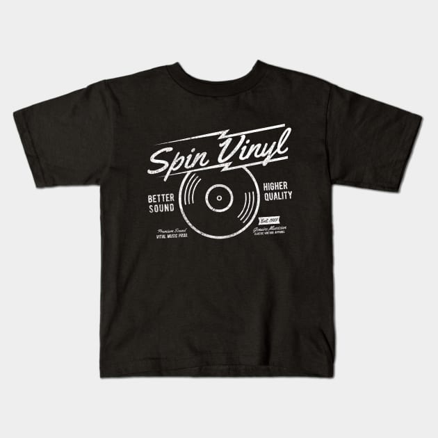 Spin Vinyl Retro Record Kids T-Shirt by NativeGrit